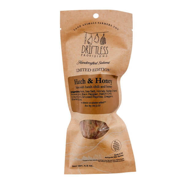 Hatch & Honey Salami, NItrate Free, Humanely Raised Pork 